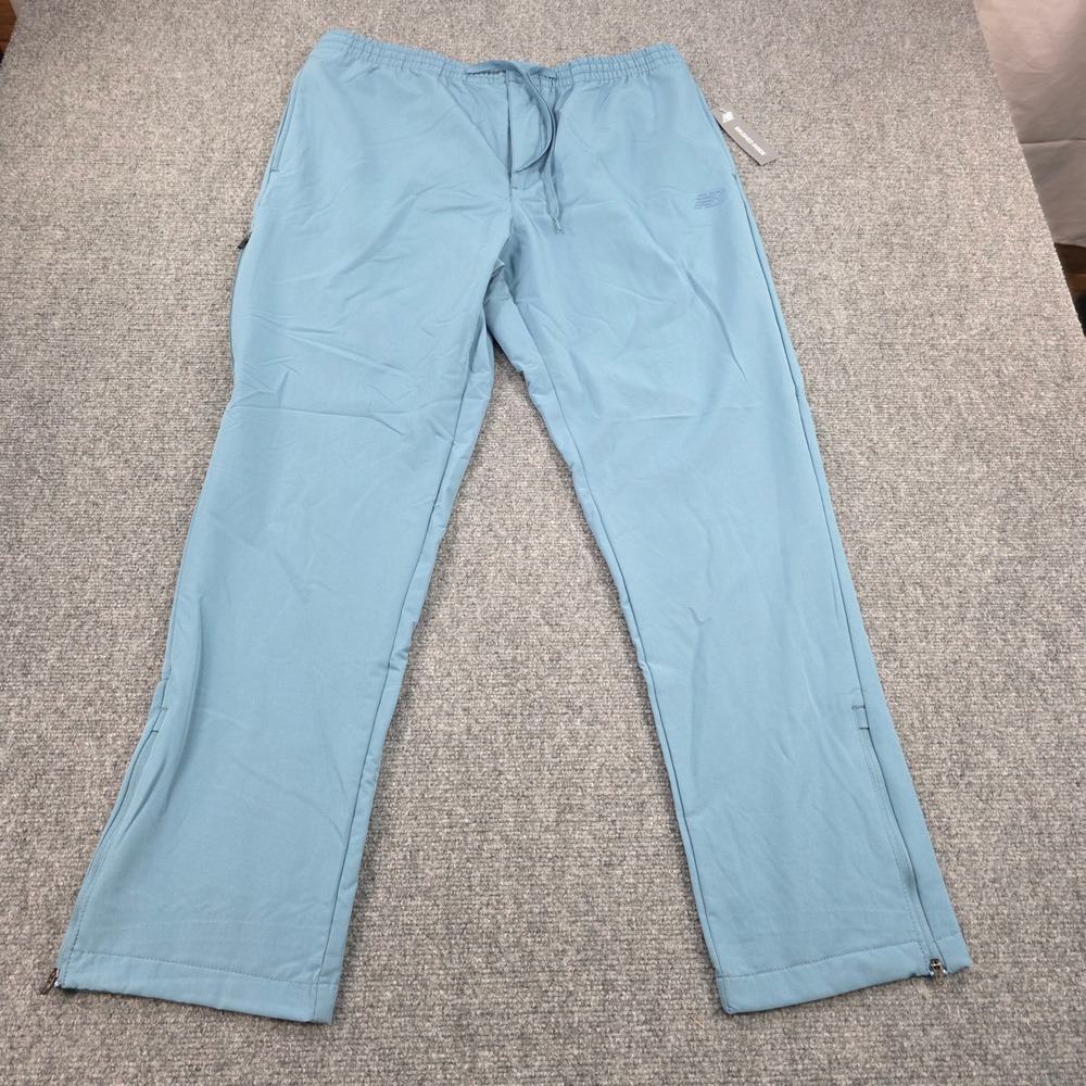 New Balance Mens Light Blue Athletic Pants Brushed Liner Zip Ankle Drawstring XL